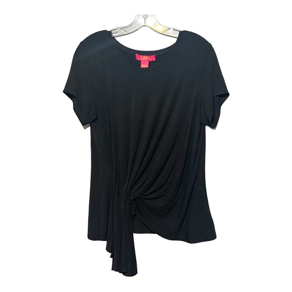 Catherine Malandrino Tops - Catherine Malendrino Gathered Pleated Top Elevated  Black Short Sleeve Shirt
